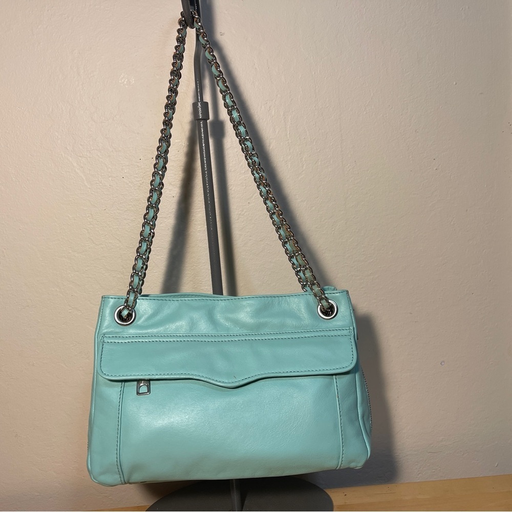 Rebecca Minkoff Swing Turquoise Leather Expandable Zip Convertible Crossbody